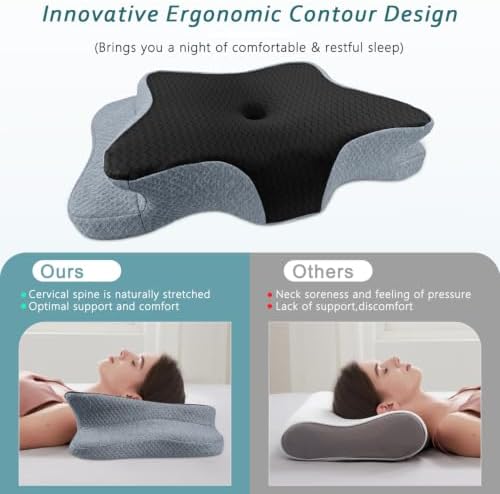 CHxxy Cervical Pillow for Neck Pain Relief, Memory Foam Pillows