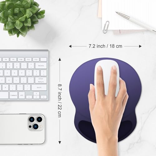 ITNRSIIET Ergonomic Mouse Pad with Comfort Gel Wrist Rest, Non-Slip PU Base, Smooth Textured Surface, Reduces Hand Fatigue & Wrist Pain, 8.7 x 7.2 Inch for Office Gaming Home, Violet