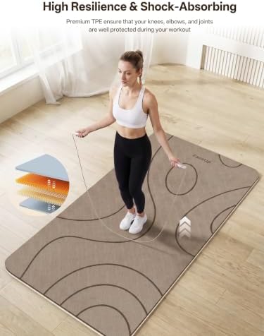 EaseUp Large Yoga Mat 73x35.5x0.4",10mm Thick Non-Slip for Home Workout