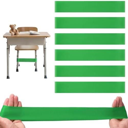 6 PCS Chair Bands With Fidgety Feet Colorful Chair Fidget Bands Desks Stretch Foot Band for ADHD Sensory Flexible Band Classroom Home Chair Fidget Tools (Green, 6 pcs)