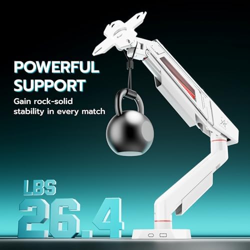 ARES WING Single Monitor Arm for 17-40 Inch Flat Curved Screens, White
