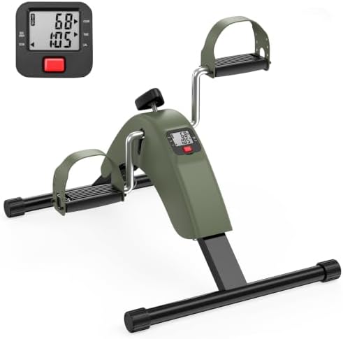 Under Desk Bike Pedal Exerciser, Mini Exercise Bike for Arm and Leg Workout | Adjustable Resistance, LCD Tracking, Secure Foot Straps, Compact Frame for Seated Home or Office Workouts