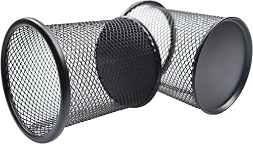 Pen Holder Mesh Pencil Holder Metal Pen Holder Cup Pencil Cup Holder for Desk Office Pen Organizer Black, 4 Pack