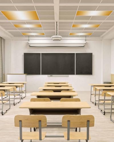 Orange Magnetic Fluorescent Light Covers for Ceiling Lights 2 x 4 Feet,White Geometric Country French Farmhouse Stripe Office Classroom Kitchen Drop Ceiling Light Covers Lighting Filters Shade 3 Packs