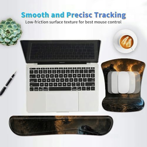 3-in-1 Ergonomic Memory Foam Keyboard Wrist Rest Pad Set, Dark Warriors