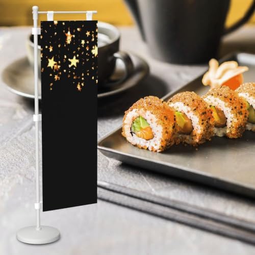 black gold stars Deluxe Desk Flag Set, 12 x 4 Inch Miniature Table Flag with 14" Pole & Stand Base