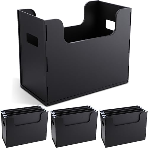 3 Pcs Portable Desktop File, Filing Organizer, Black