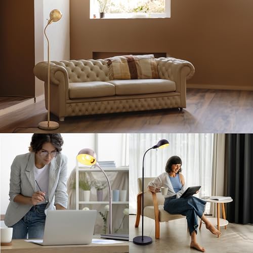 O'Bright Adjustable Floor Lamp with Flexible Gooseneck and Rotatable Shade, E26 Socket, 10-Inch Base - Ideal for Reading, Bedside, Living Room, Black