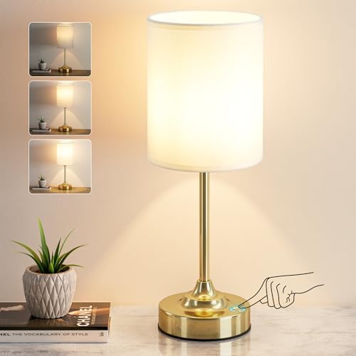 Rechargeable Table Lamp, Battery Operated, Touch Control, Brass, 1 Pack