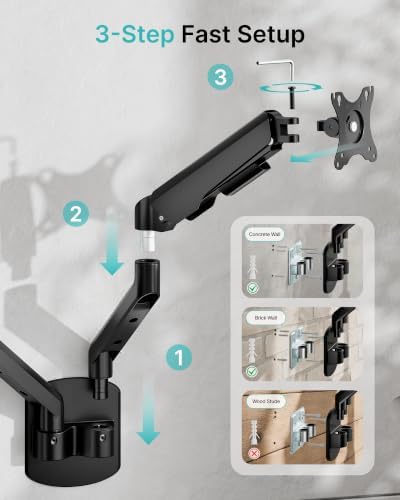 PEGZONE Dual Monitor Wall Arm 17"-35" Ultrawide 26.4Lbs VESA Black
