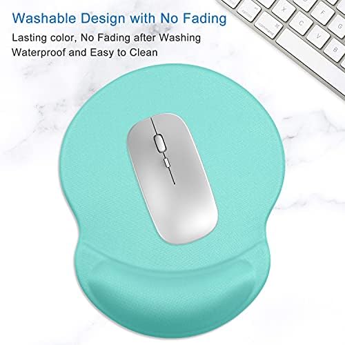 ITNRSIIET Ergonomic Mouse Pad with Gel Wrist Support Small Wrist Rest Smooth Surface Non-Slip PU Base Comfortable Office Supplies Pain Relief, 8.7 x 7.2 inches, Green