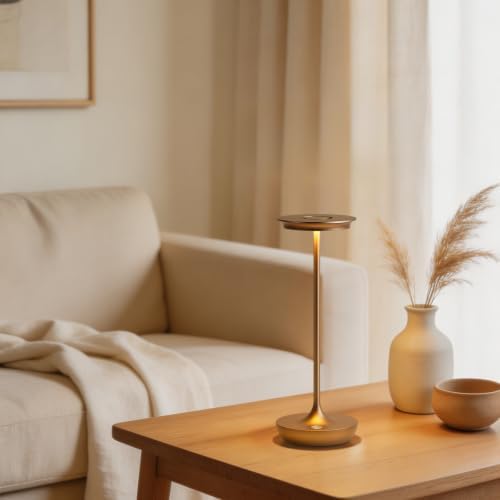 LED Rechargeable Cordless Table Lamp Battery Operated Light Bronze