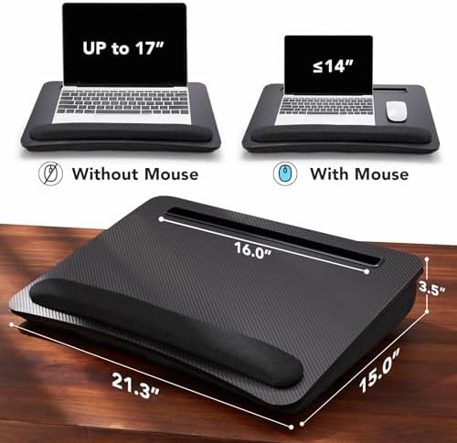 HUANUO Laptop Lap Desk with Cushion, Fit up to 17" Laptop, Black