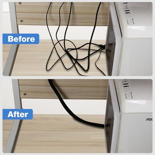 JOTO 10 Feet Cable Management Sleeve -Black