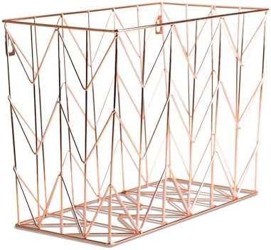 U Brands Hanging File Desk Organizer, Rose Gold Wire Metal - 854U02-06