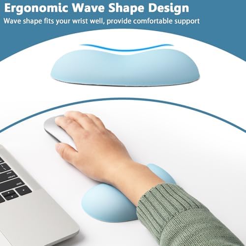 Ergonomic Mouse Wrist Rest Pad, Small Gel Mouse Keyboard Support Cushion Non-Slip Base, for Easy Typing and Wrist Pain Relief Office Computer, Laptop, PC Gaming (Blue)