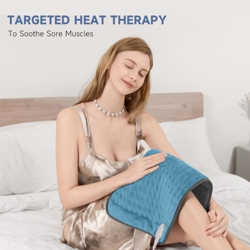 Electric Heating Pad for Back and Shoulder Pain Relief, Soft Heat Blanket with 6 Heat Levels & 4 Timers, Moist/Dry Heat, Auto Shut-Off, Washable Heat Pad, Ideal Gifts for Men & Dad
