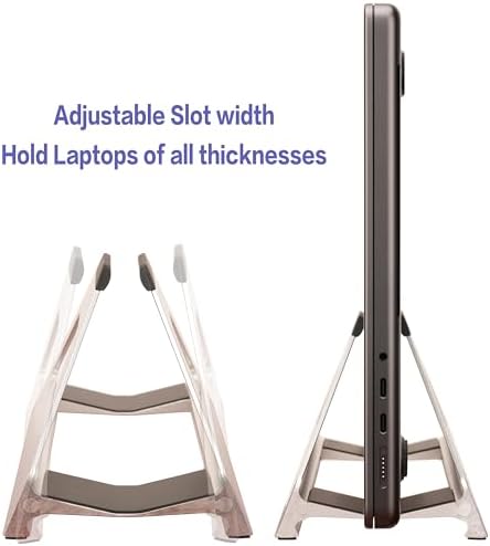 Vertical Laptop Stand, Space Saving Holder for MacBook with Tool-Free Width Adjustment, Pretty Anodized Aluminum for Desk, Universal Fit for 10-17" Laptop