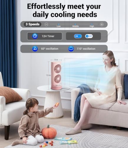 Personal Tower Cooling Fans that Blow Cold Air,25dB Quiet Fan with 24ft/s