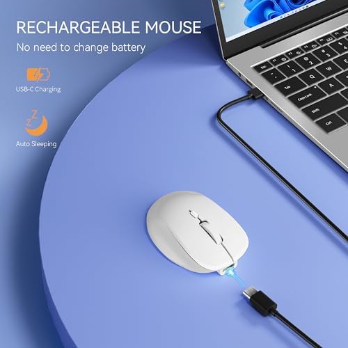 Uiosmuph Mini Wireless Bluetooth Mouse for Travel, Silent Small Mouse White