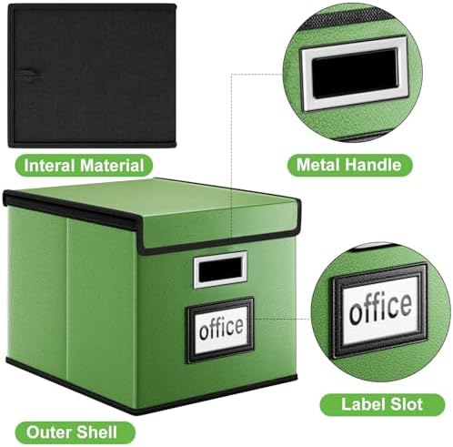 File Organizer Box with Lids, Collapsible File Folder Organizer