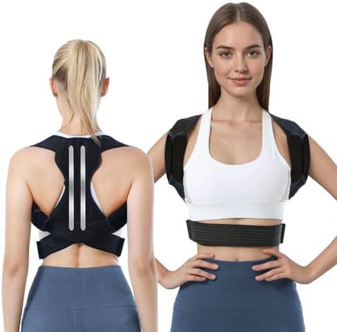 Posture Corrector for Women & Men, Adjustable Back Brace for Neck Shoulder Upper Back Pain Relief, Breathable Back Straightener with Clavicle Support - Strangulation-Free Design
