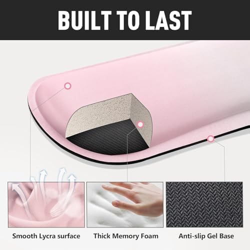 Gimars Upgrade Enlarge Silky Gel Memory Foam Keyboard Wrist Rest, Wrist Rest for Computer Keyboard, Ergonomic Mouse pad Rests for Typing Pain Relief, Wrist Support for Office, Gaming, Pink Gradient