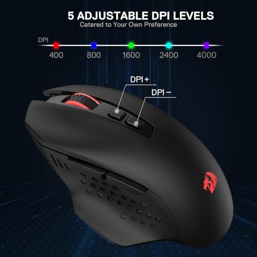 Redragon M656 MAX 3-Mode Wireless RGB Gaming Mouse 10000 DPI Remapping Keys