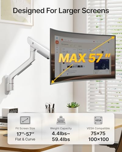 monTEK Monitor Wall Mount for 17-57" Ultrawide, 59.4 lbs, White