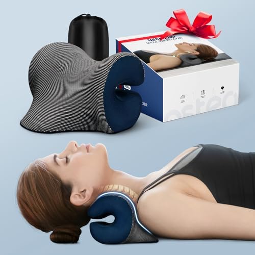 Osteo Neck Stretcher with Magnetic Therapy Cover, 2 Modes[Gentle/Strong] Pain Relief Cervical Traction Device, odorless Neck and Shoulder Relaxer, Chiropractic Pillow for TMJ Headache Spine Alignment