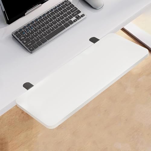 Generic Desk Extender Board Keyboard Tray Extension Attachment 50x20cm Foldable Space Saving Clamp on Home Office Wrist Support, White