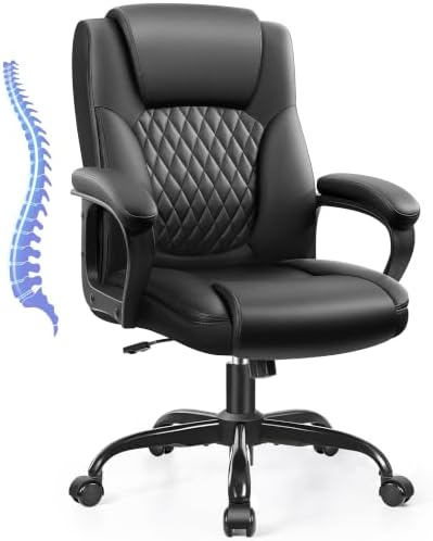 Executive Office Chair, PU Leather Computer Desk Chair with Padded Arms