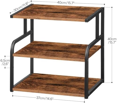 HOOBRO Printer Stand, 3-Tier Desktop Printer Table, Under Desk Printer Storage Office Organizer, Storage Rack with Adjustable Shelf, for Home Office, Kitchen, Living Room, Rustic Brown BF06PS01