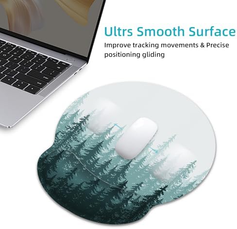 Green Forest Ergonomic Mouse Pad with Wrist Rest for Desk Work Office