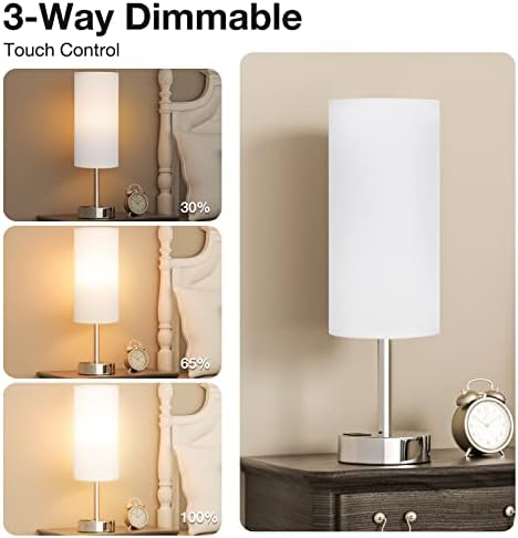 Small Touch Table Lamp for Bedroom - Bedside Desk Lamp for College Dorm