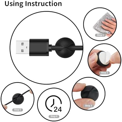 Flezoo 12PCS Black Adhesive Cable Clips Cord Organizer for Wire Management