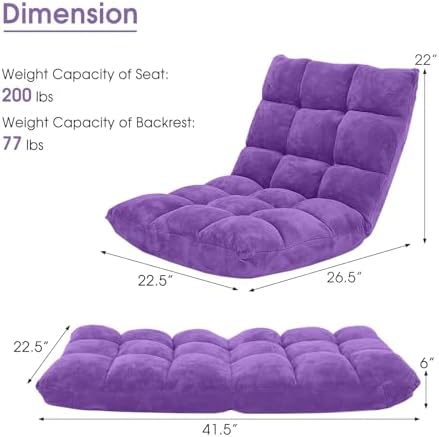 GIANTEX Floor Chairs for Adults, Floor Gaming Chair w/Back Support (Purple)