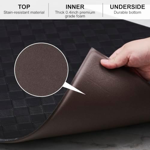 Kitchen Mats and Rugs Cushioned Anti-Fatigue, 23.6" x 86.6", Black