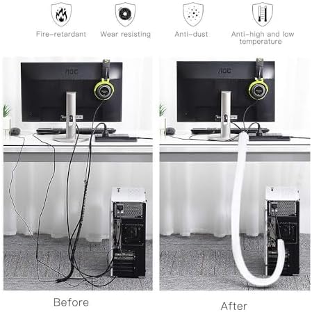AGPTEK Cable Sleeve, 10ft - 4/5 inch Cable Management Cord Hider, White