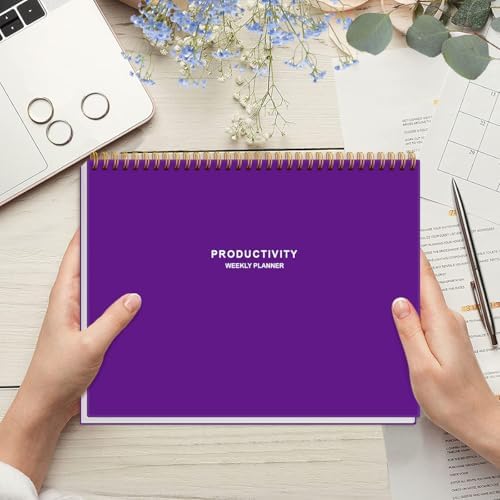Weekly Productivity Planner - 8.5" x 11" Dashboard Desk Notepad Has 6 Focus Areas to List Tasks for Goals, Projects, Clients, Academic or Meal-Organize Your Daily Work Efficiently, 54 Weeks, Purple