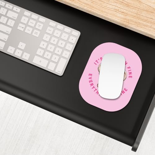 Small Mouse Pad, 6 x 7 Inch, Oval Mini Mouse Pad with Non-Slip Rubber Base for Laptop Wireless Mouse Keyboard Tray Mousepad, Cartoon Elephants