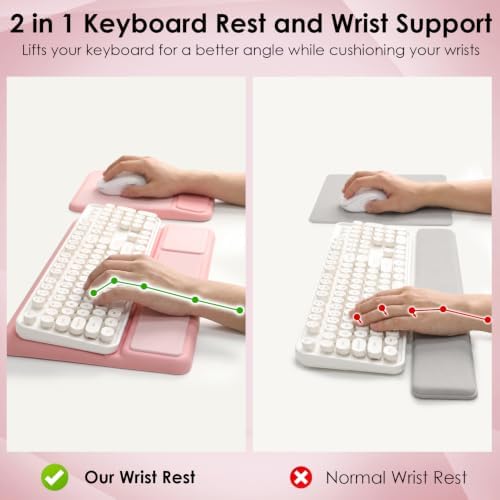 3-in-1 Ergonomic Keyboard Stand & Mouse Pad Set with Wrist Rest, Pink