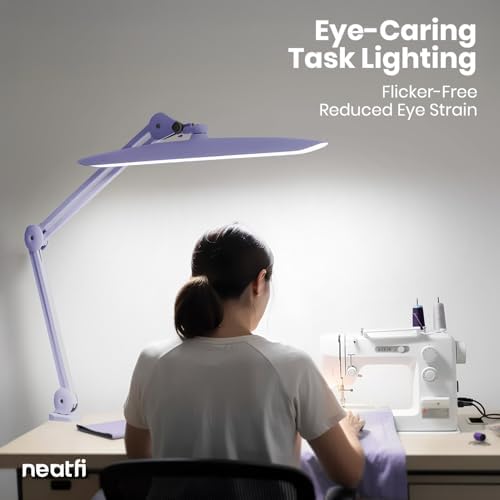 Neatfi LED Desk Lamp, 2200 Lumens, 24W, 20-Inch Wide Head (Lavender)