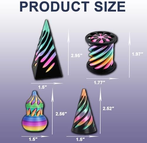 3D Printed Fidget Toys for Adults, 4 Packs Sensory & Stress Relief Desk Toys with Mesmerizing Colors, Smooth Gliding Motion for Anxiety Relief and Focus, Valentines Easter Gift for Him Her He She