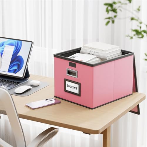 File Organizer Box with Lids, Collapsible File Folder Organizer