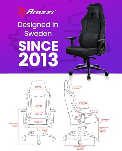 Arozzi Vernazza Gaming Chair Soft Fabric Pure Black