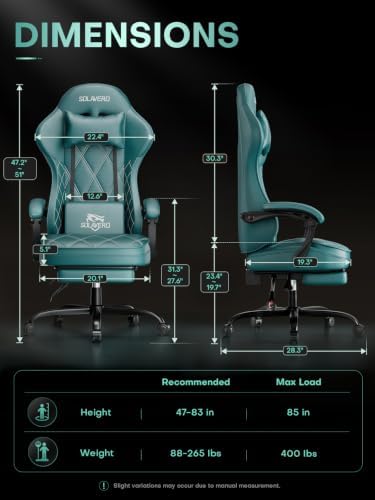 HLDIRECT Gaming Chair with Massager Lumbar Support, 400LBS Weight Capacity