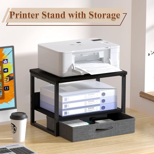 MARTY Desktop Printer Stand with Storage Drawer, Printer Riser for Desk
