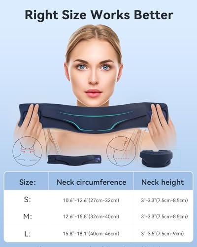 Heated Style Cervical Collar Neck Support Brace, Blue, Medium Size, Fits Neck Circumference 12.6-15.8 inches, Height 3.0-3.3 inches.