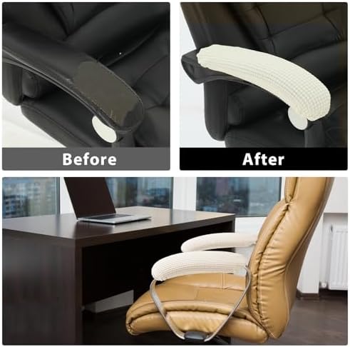 Office Chair Armrest Covers, 2Pcs Office Removable Arm Rest Covering, Elastic Chair Armrest Covers, Office Seat Hand Rest Protector, Arm Covers Protectors for Office Chair(Beige)
